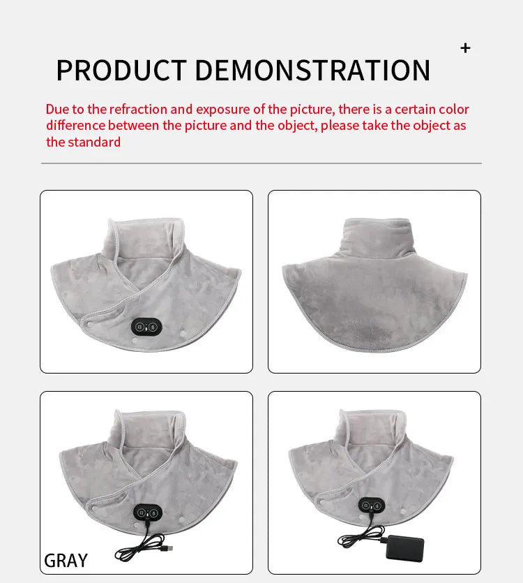 Electric Heated Shoulder & Neck Massager – USB Vibrating Wrap