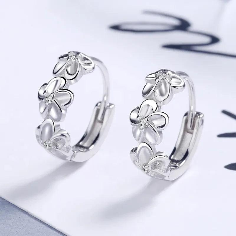 Luxury Silver Flower Studs