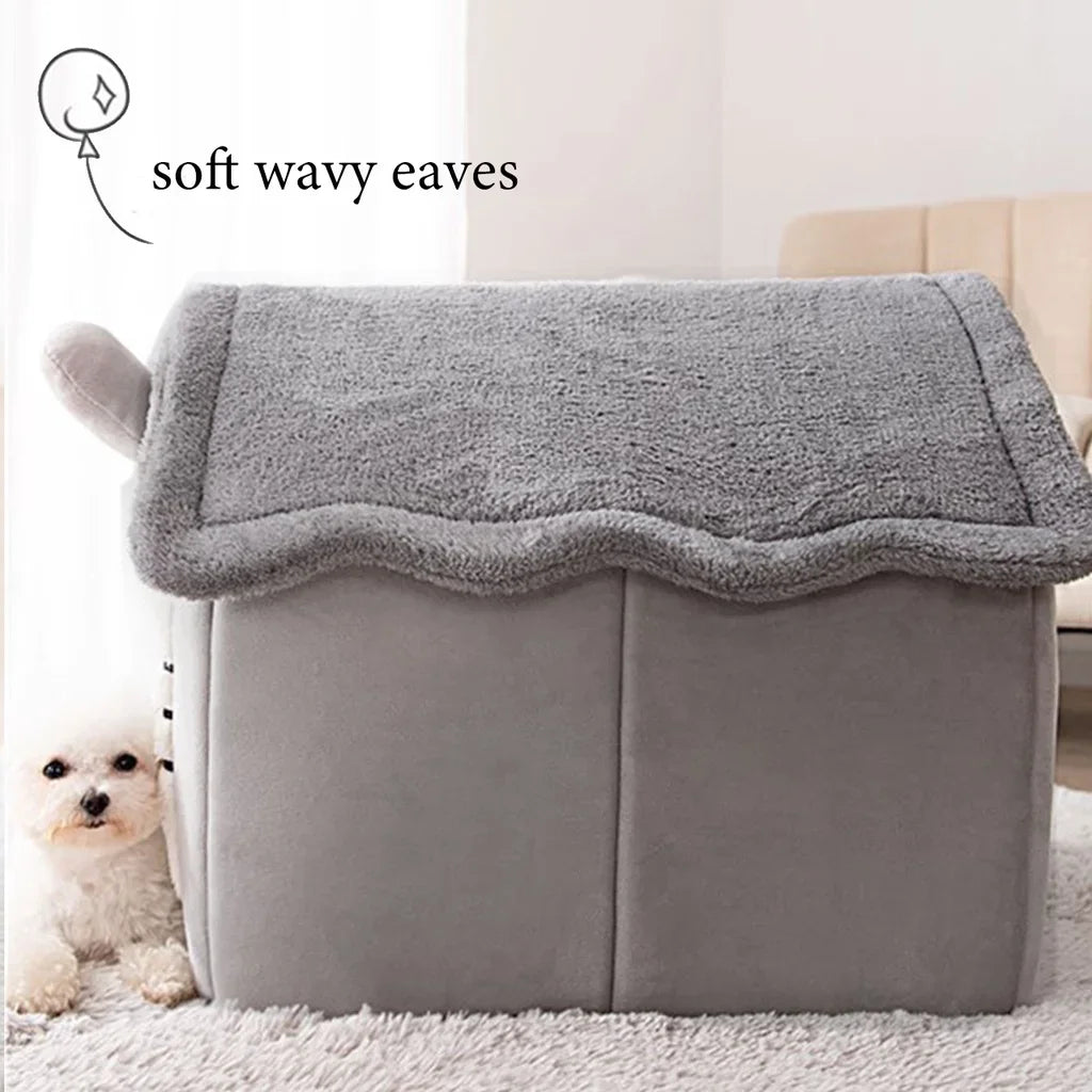 Foldable Pet House with Mattress – Winter Bed for Dogs & Cats