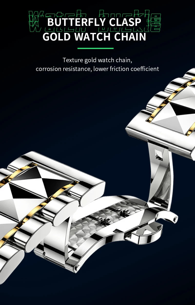 Luxury blue & gold men’s quartz watch.