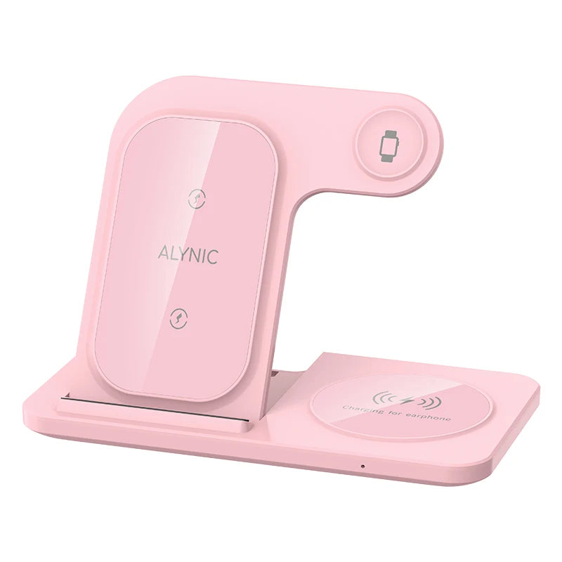 3‑in‑1 Fast Wireless Charger Stand – Foldable, LED Indicator, for Apple Devices