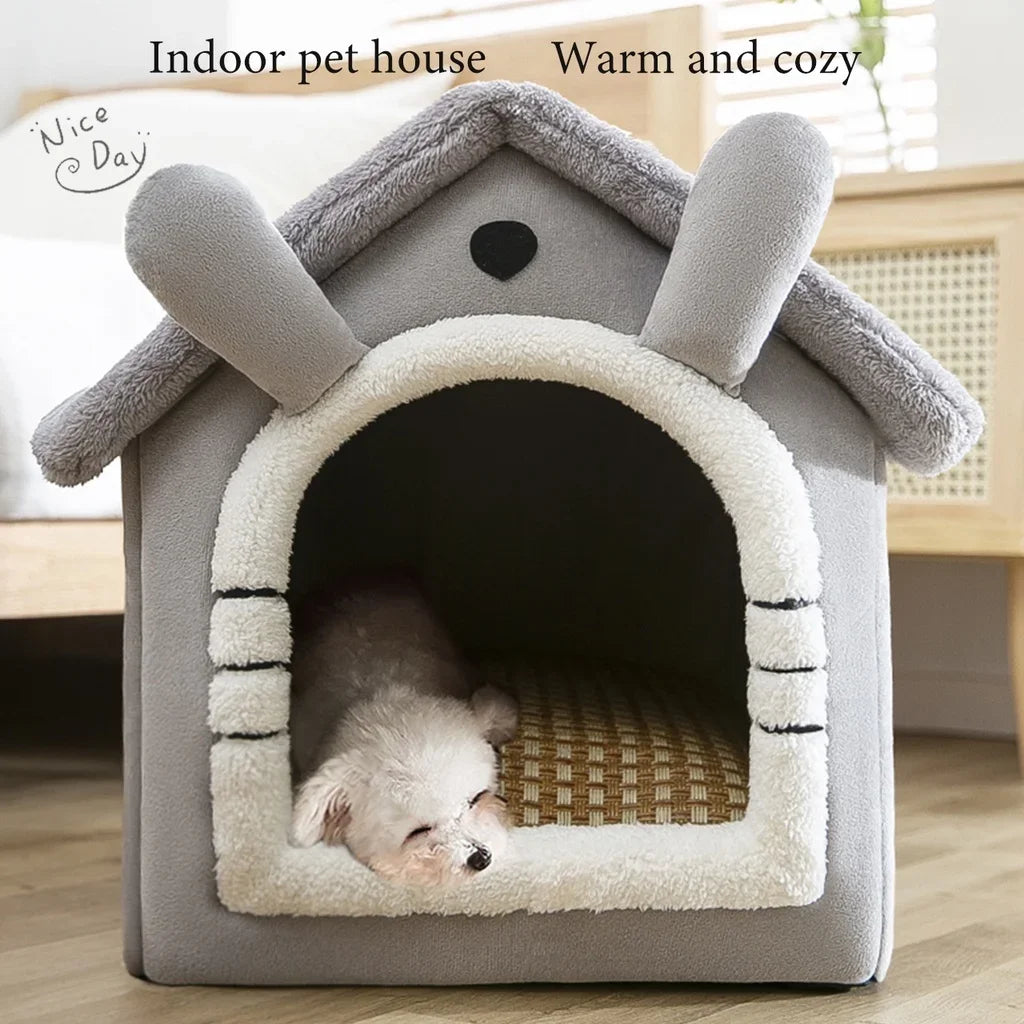 Foldable Pet House with Mattress – Winter Bed for Dogs & Cats