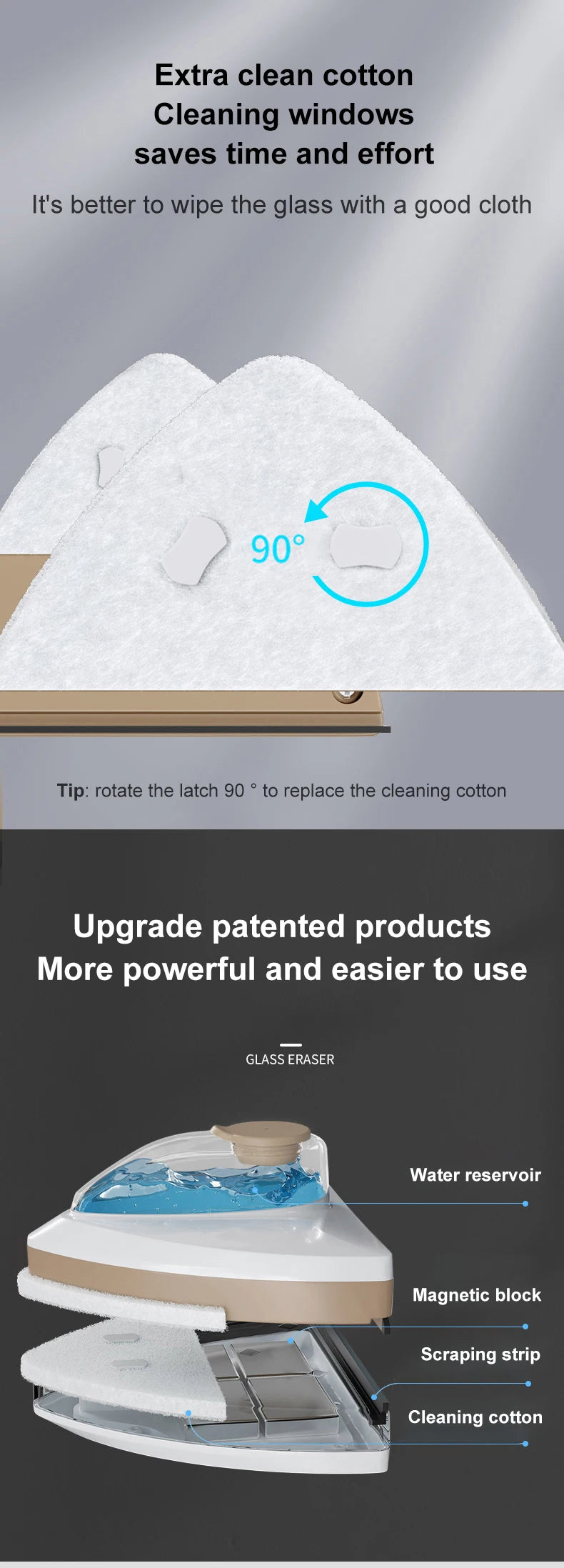 Magnetic Double-Layer Glass Window Cleaner – Home Use