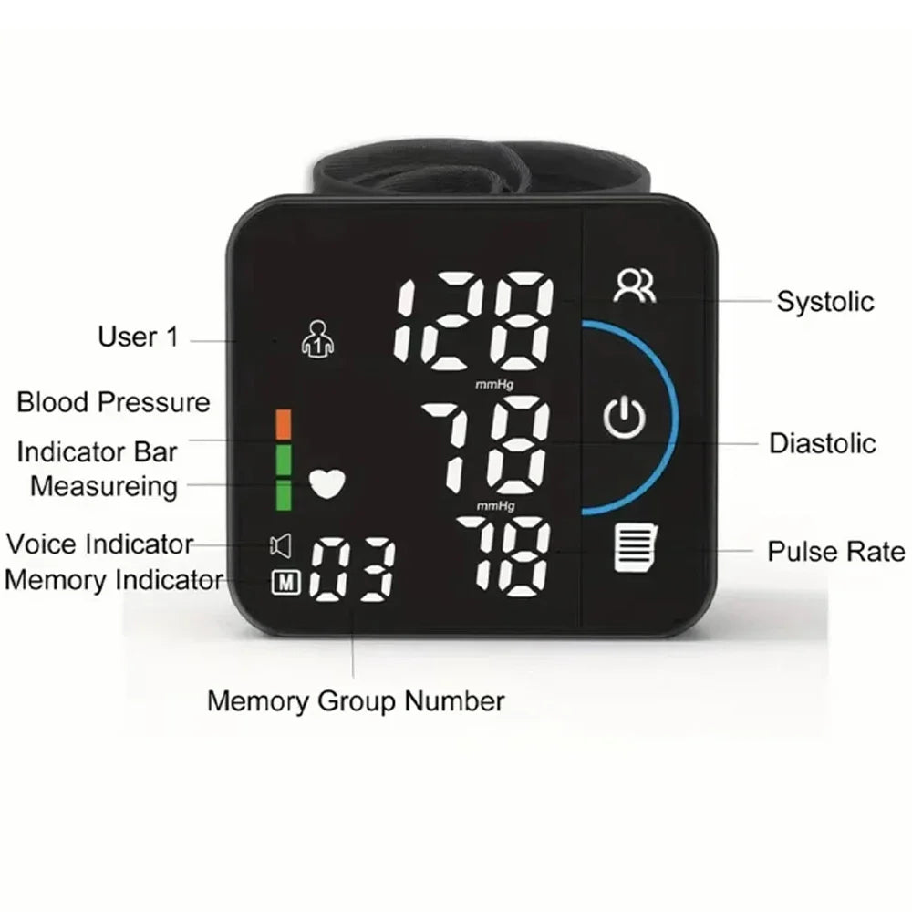 Smart Wrist Blood Pressure Monitor – Bluetooth & Voice