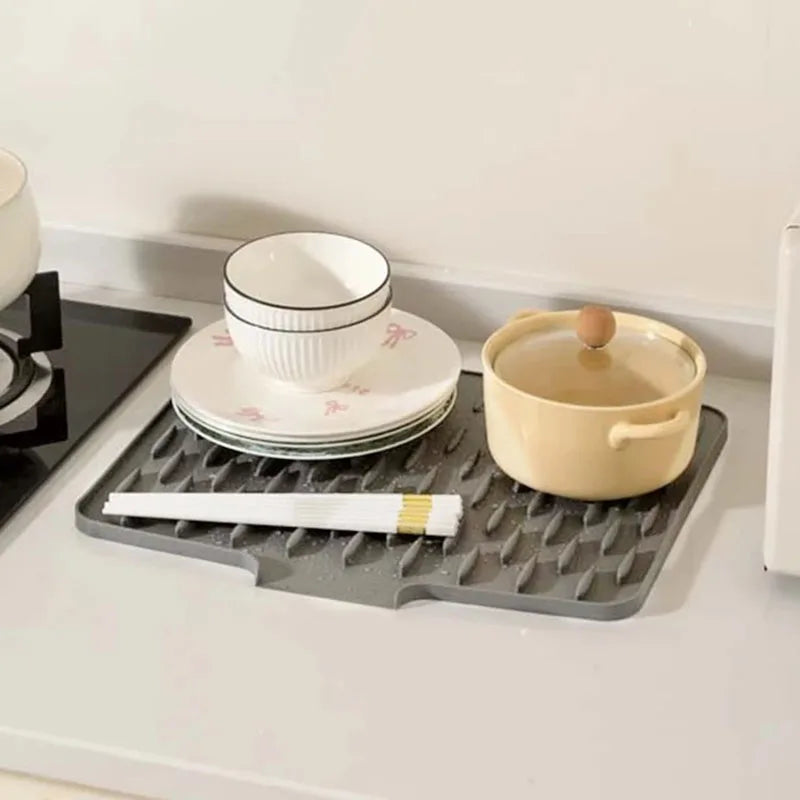 Silicone Kitchen Drain Mat with Non-Slip Base