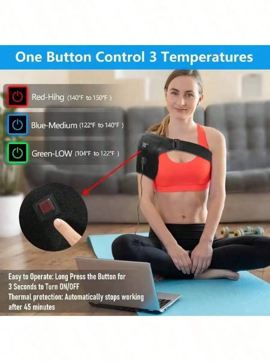 USB Electric Heated Shoulder Massager – Adjustable Brace for Muscle Relief