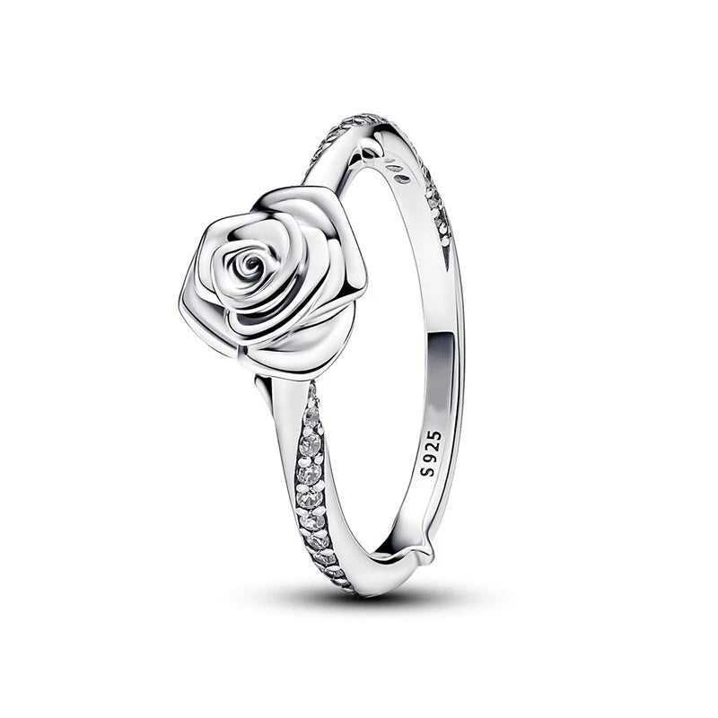 Luxury Silver Rose Ring