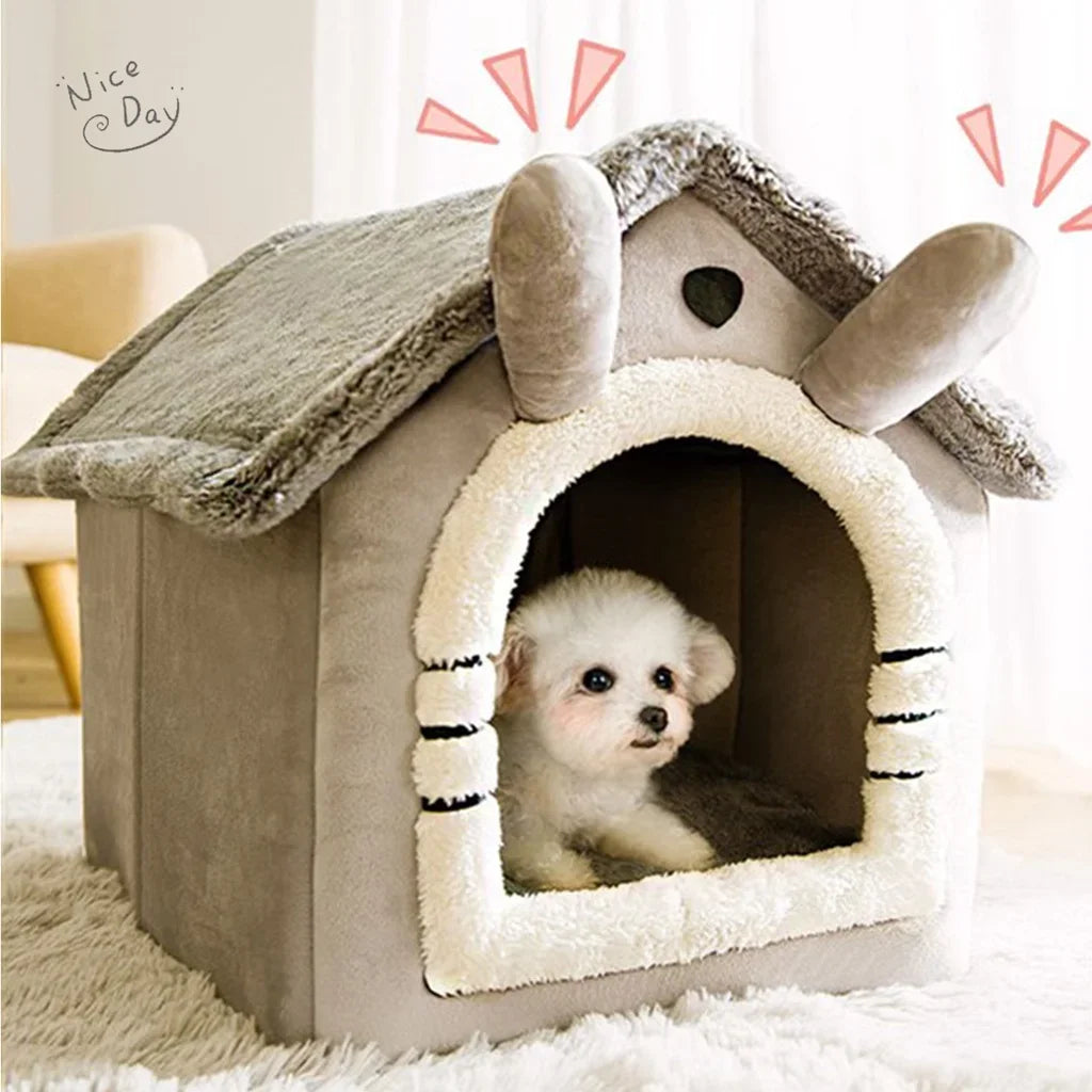 Foldable Pet House with Mattress – Winter Bed for Dogs & Cats
