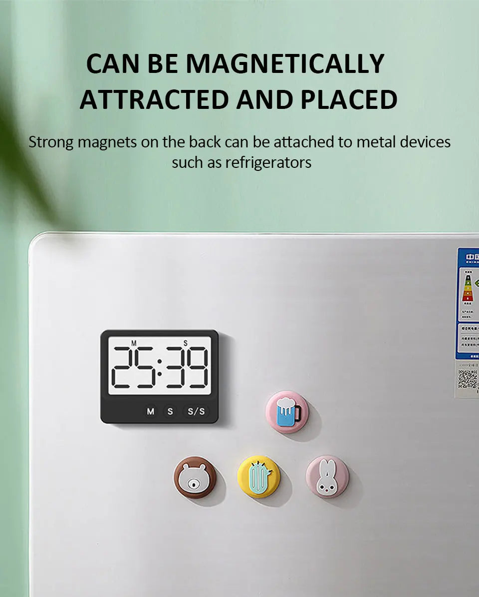 Digital Magnetic Countdown Timer – LCD Large Screen, Mute, Kids & Kitchen Use