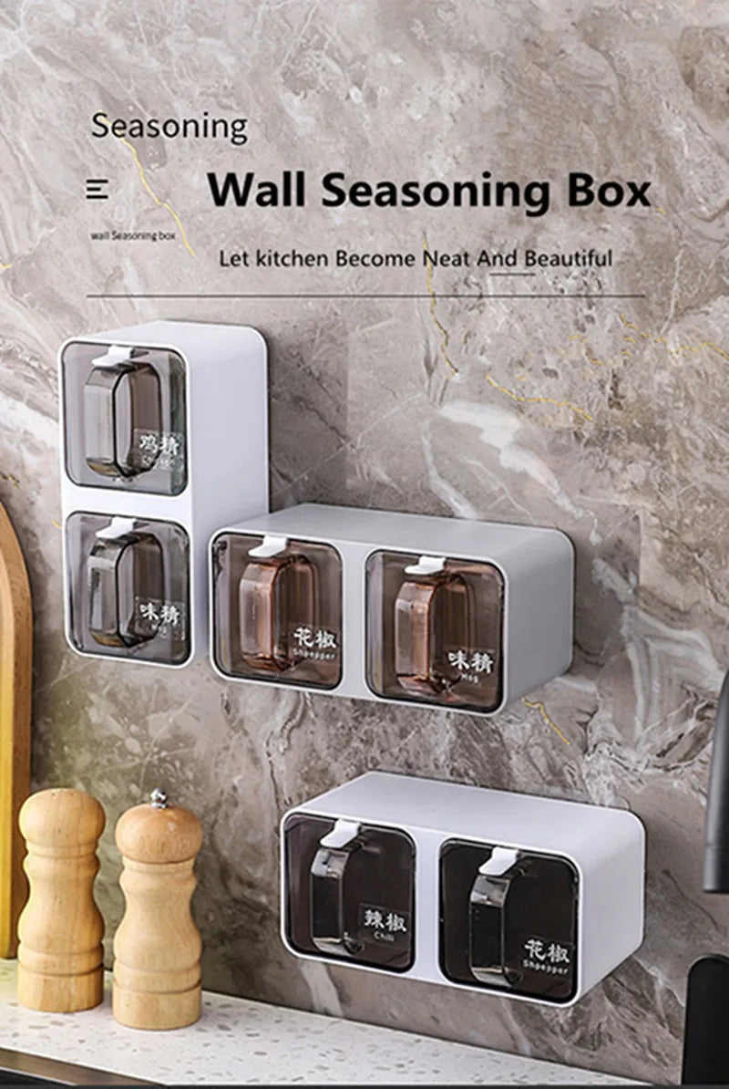 Wall-mounted Spice & Seasoning Organizer with Spoons
