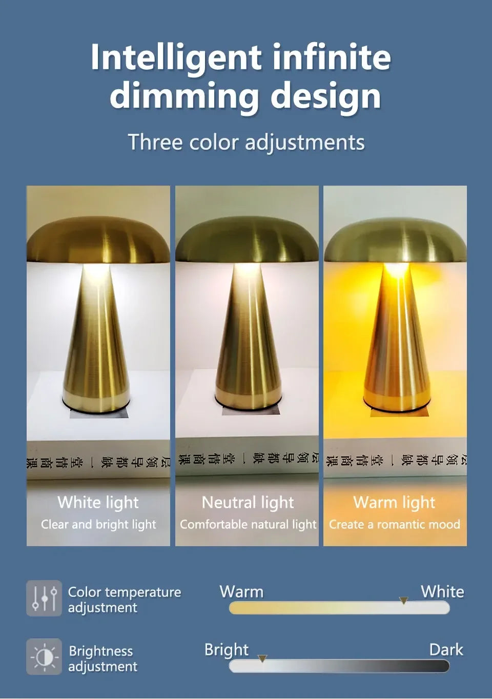 Retro LED Touch Table Lamp – 3 Colors, Rechargeable, Bedside & Outdoor Light