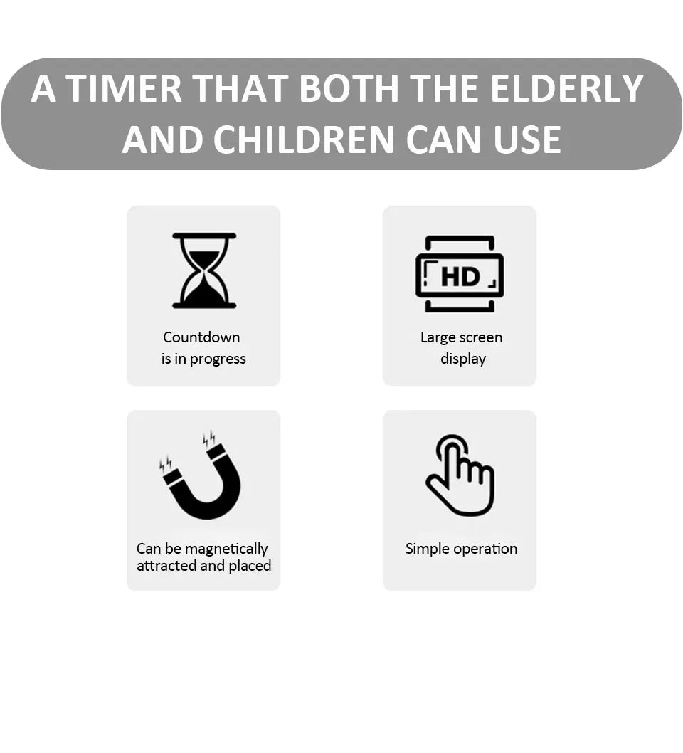 Digital Magnetic Countdown Timer – LCD Large Screen, Mute, Kids & Kitchen Use