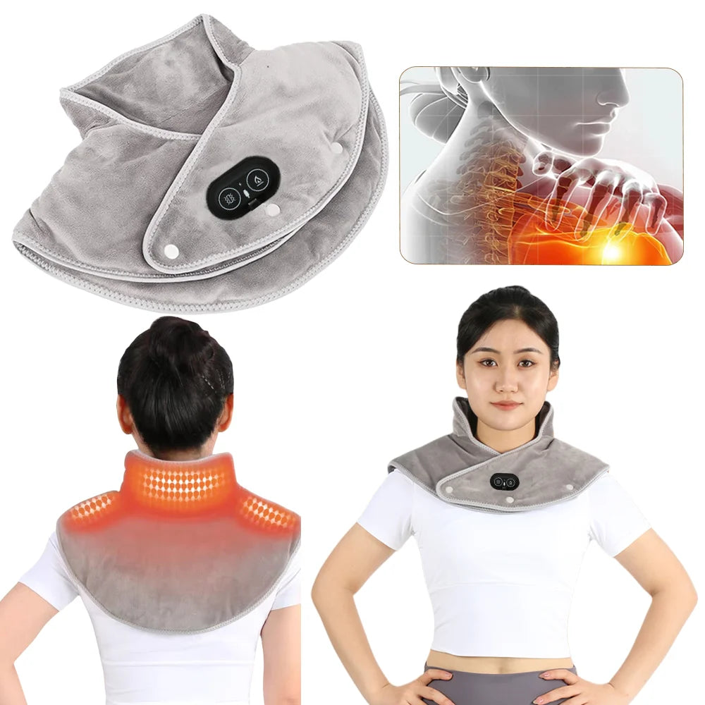 Electric Heated Shoulder & Neck Massager – USB Vibrating Wrap