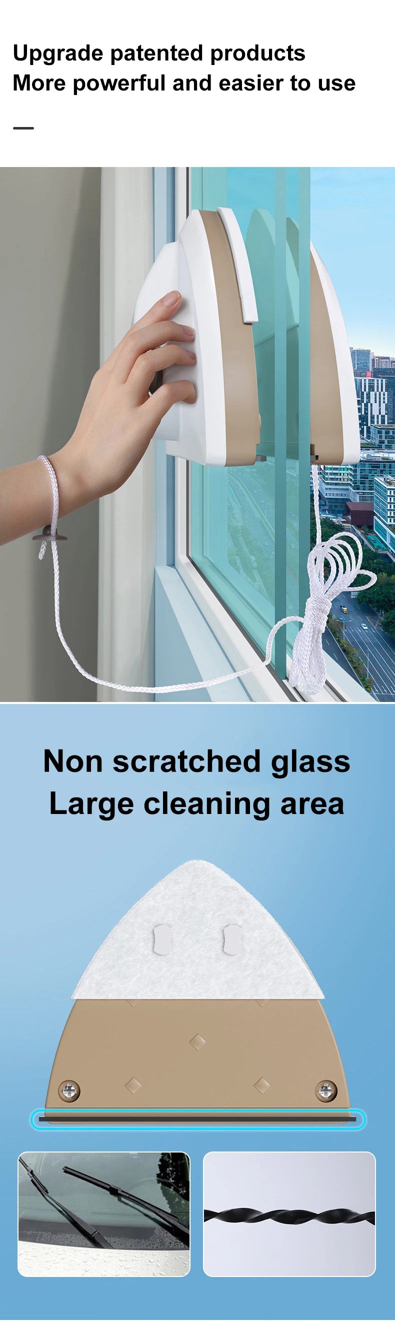 Magnetic Double-Layer Glass Window Cleaner – Home Use