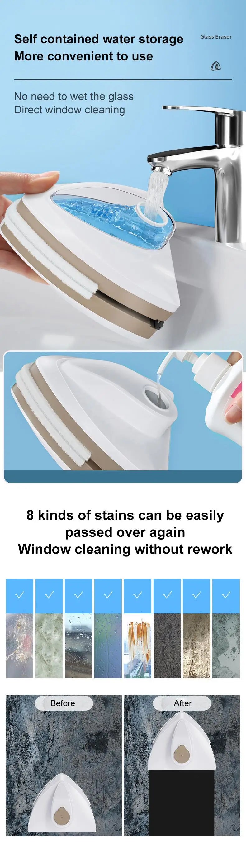 Magnetic Double-Layer Glass Window Cleaner – Home Use