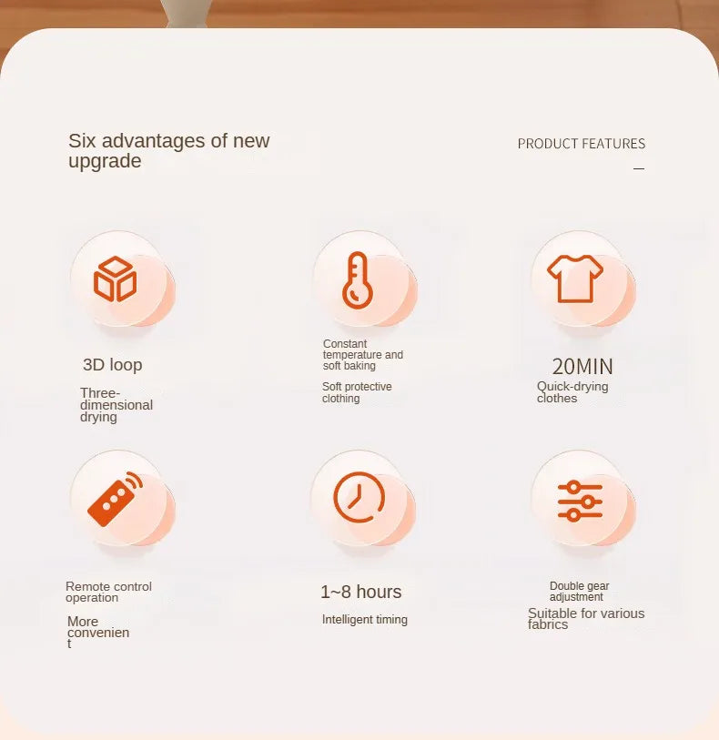 “Remote Control Electric Clothes Dryer – Multifunctional, Warm Air, Timer