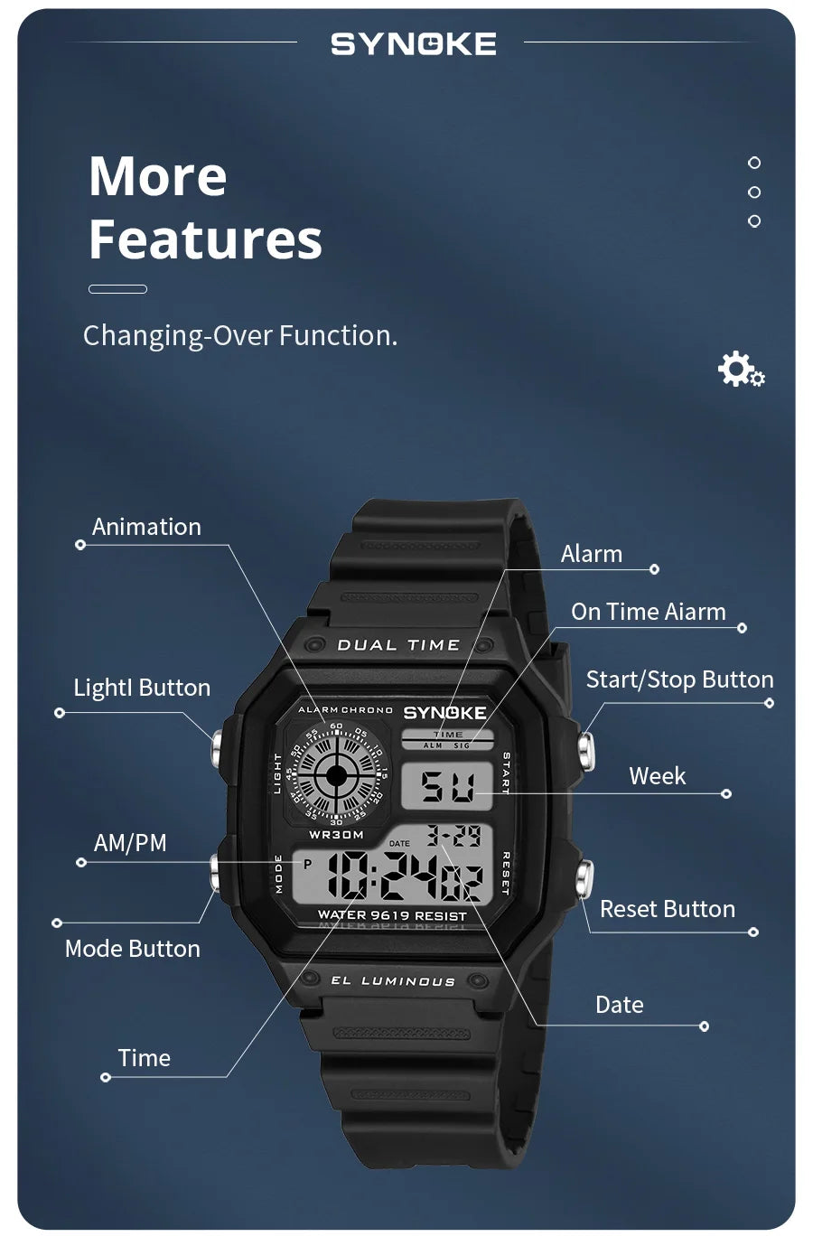 SYNOKE Men’s Digital Sports Watch