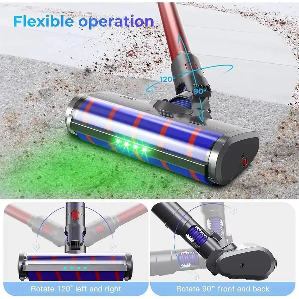 Soft Roller Brush for Dyson V7/V8/V10/V11/V15 – Direct Drive + 4 LED Lights