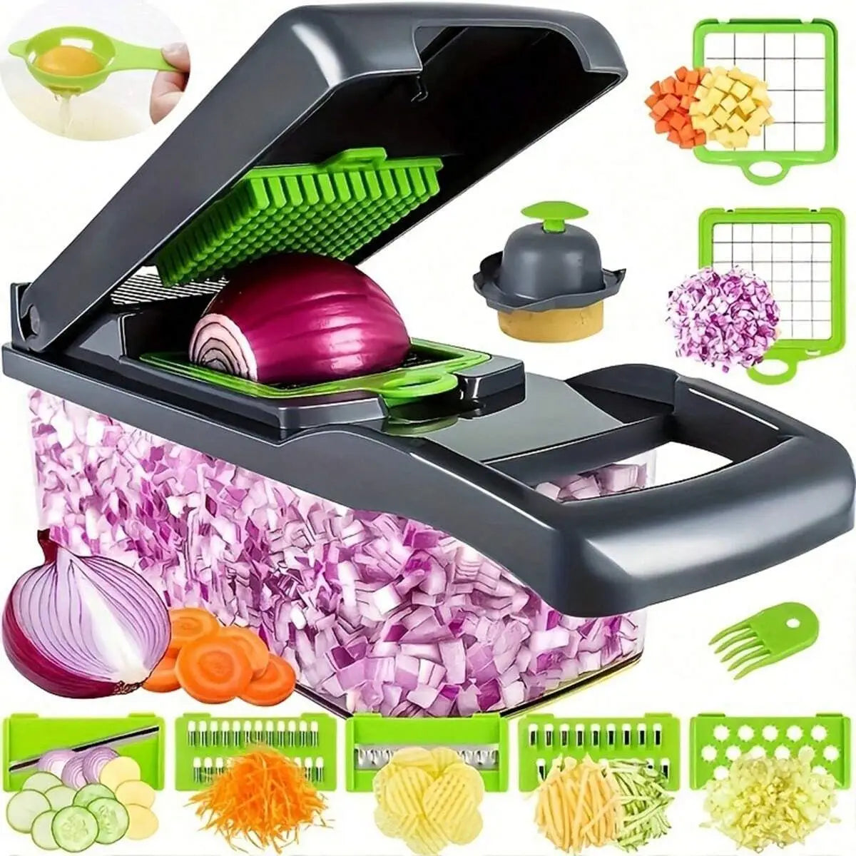 16pcs Vegetable Chopper Set – Onion & Food Slicer Dicer