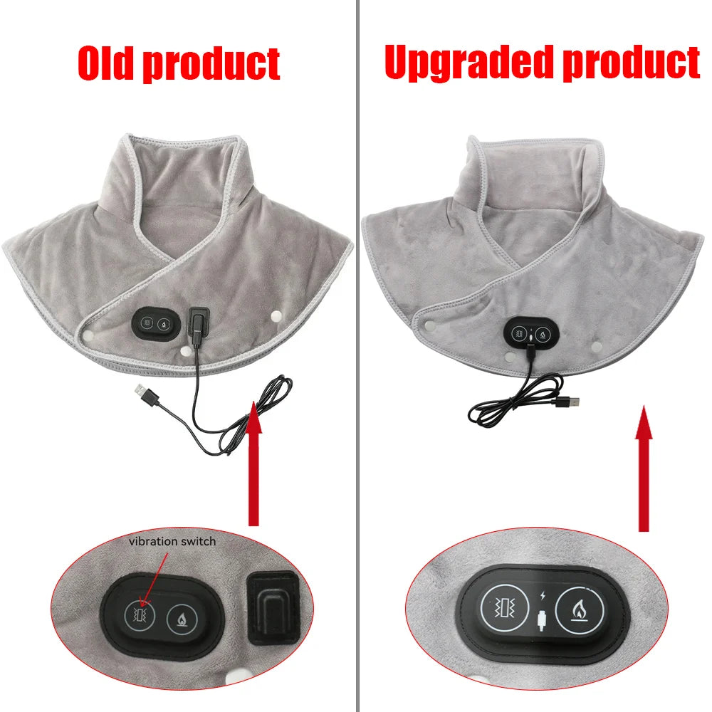 Electric Heated Shoulder & Neck Massager – USB Vibrating Wrap