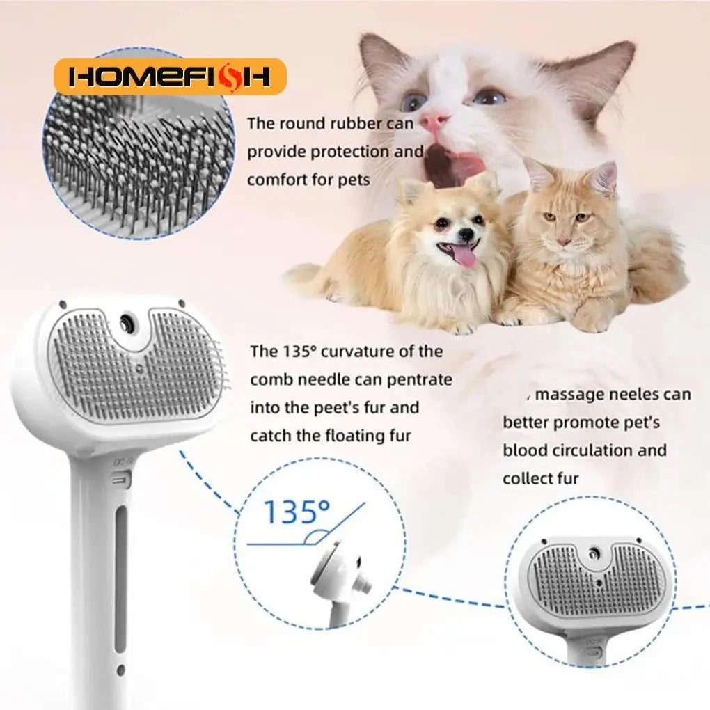 Steam Spray Dog Grooming Brush  Luxury Pet Brush