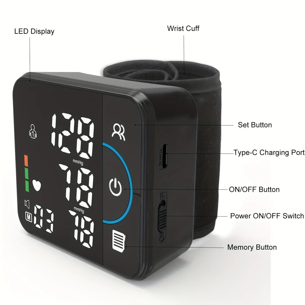 Smart Wrist Blood Pressure Monitor – Bluetooth & Voice