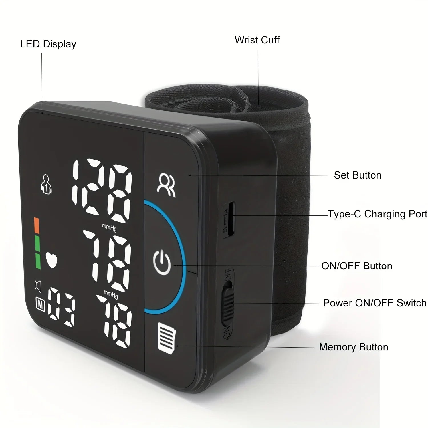 Smart Wrist Blood Pressure Monitor – Bluetooth & Voice