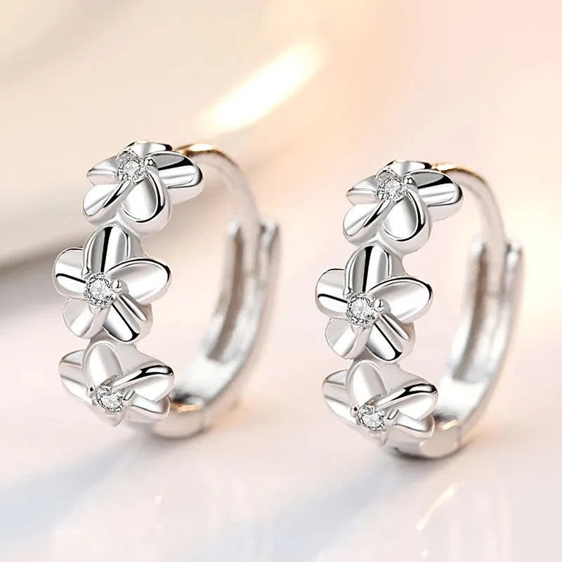 Luxury Silver Flower Studs