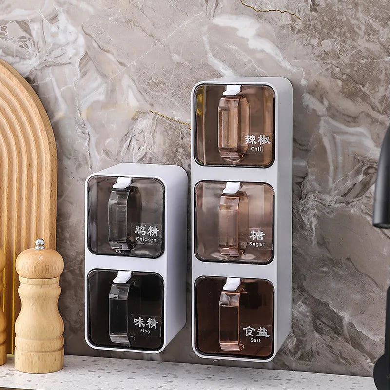 Wall-mounted Spice & Seasoning Organizer with Spoons