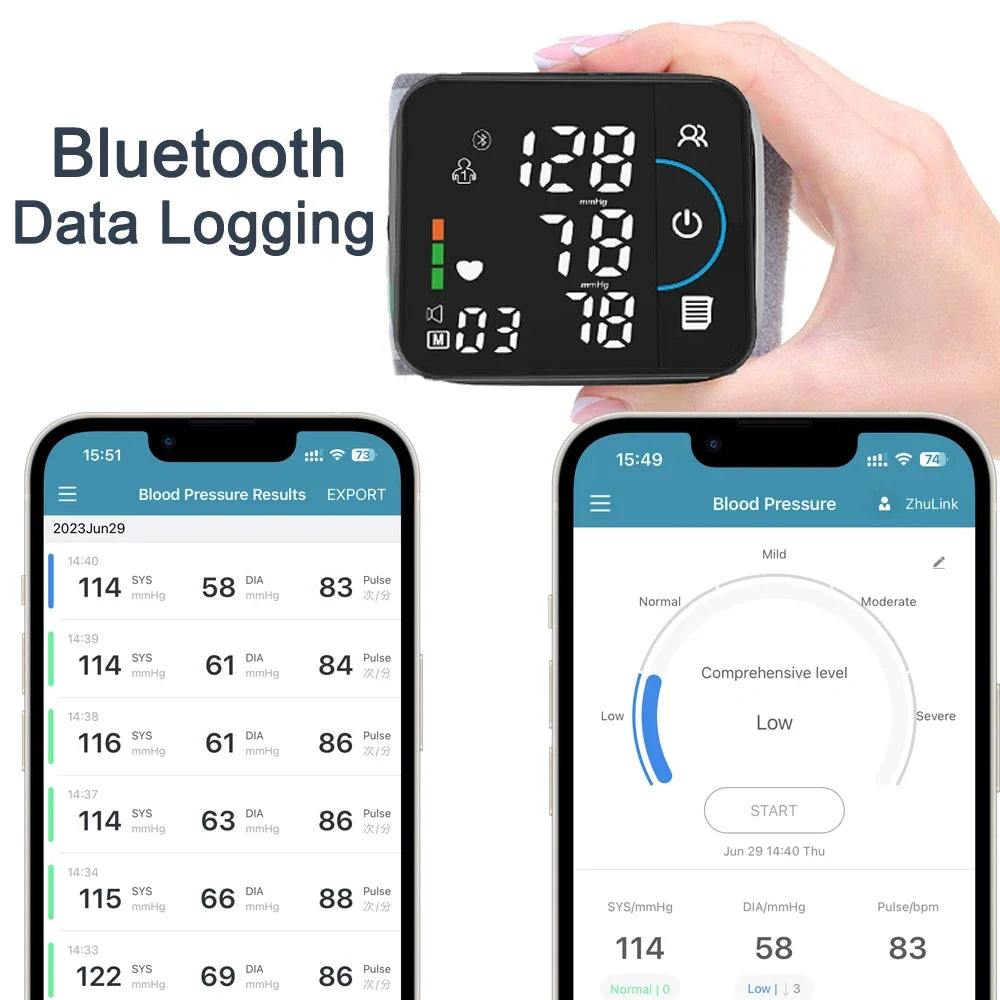 Smart Wrist Blood Pressure Monitor – Bluetooth & Voice