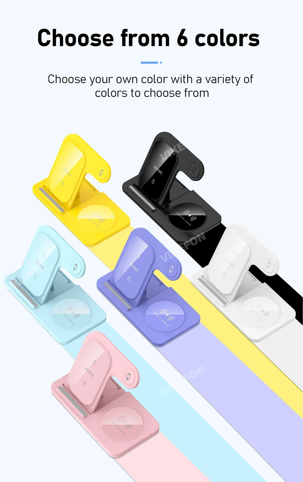 3‑in‑1 Fast Wireless Charger Stand – Foldable, LED Indicator, for Apple Devices