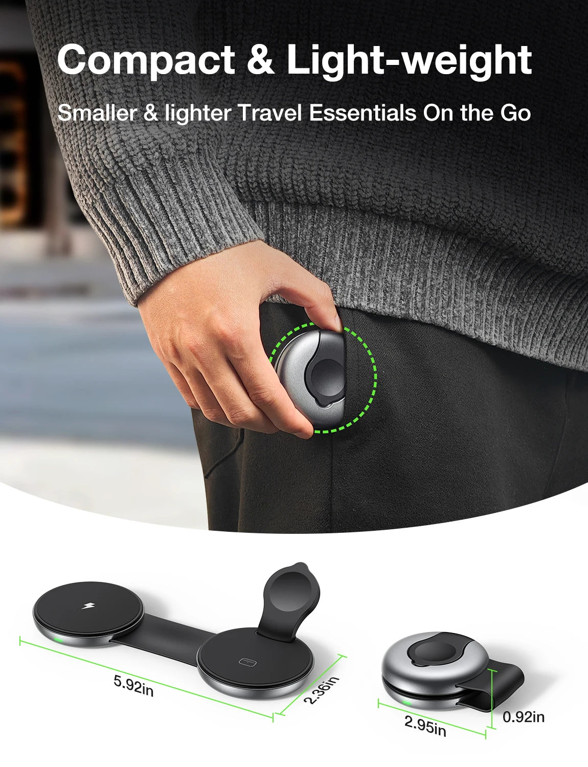 AUFU 3-in-1 Wireless Charger – Magnetic & Portable for iPhone & Apple Watch