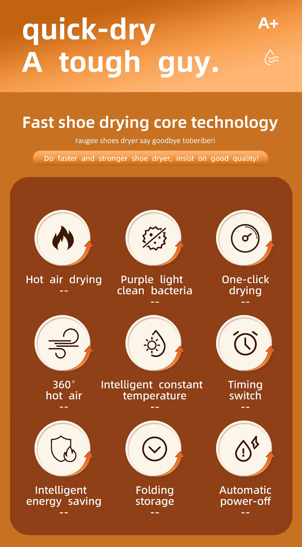 Portable Foldable Electric Shoe & Boot Dryer – 220V for Sneakers & Slippers