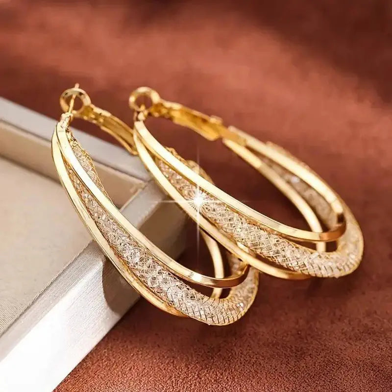 Gold Plated Crystal Hoops