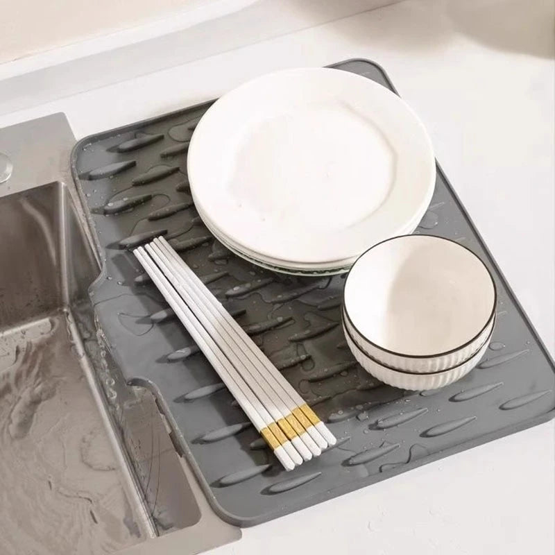 Silicone Kitchen Drain Mat with Non-Slip Base