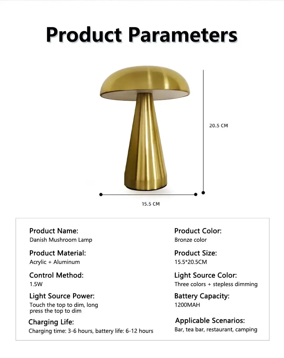 Retro LED Touch Table Lamp – 3 Colors, Rechargeable, Bedside & Outdoor Light