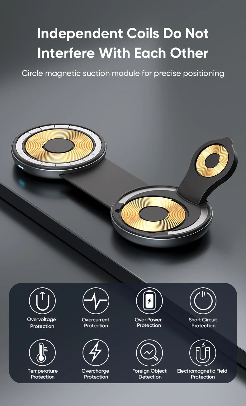 AUFU 3-in-1 Wireless Charger – Magnetic & Portable for iPhone & Apple Watch