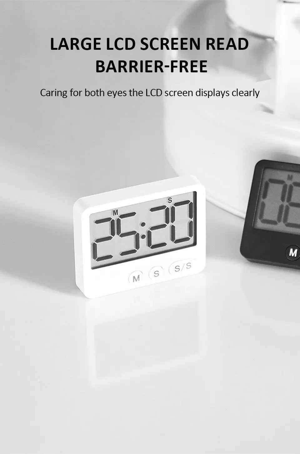 Digital Magnetic Countdown Timer – LCD Large Screen, Mute, Kids & Kitchen Use