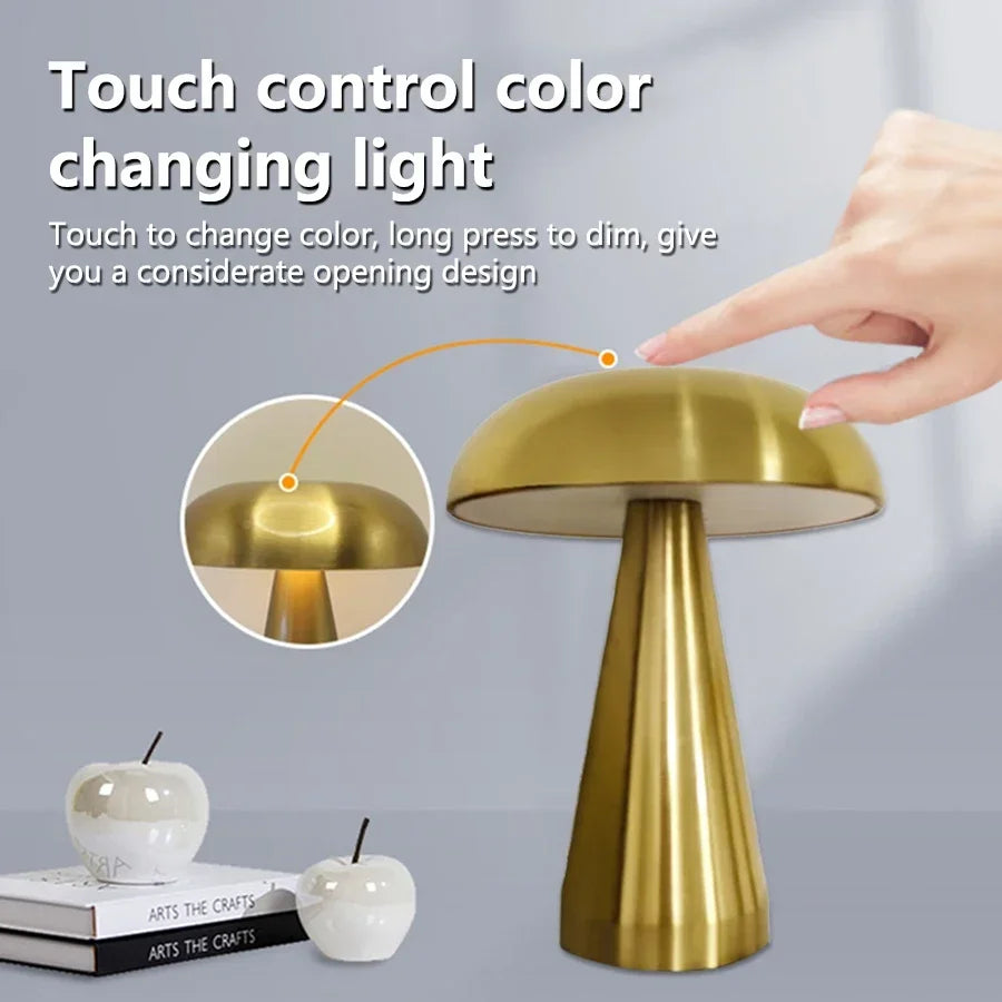 Retro LED Touch Table Lamp – 3 Colors, Rechargeable, Bedside & Outdoor Light