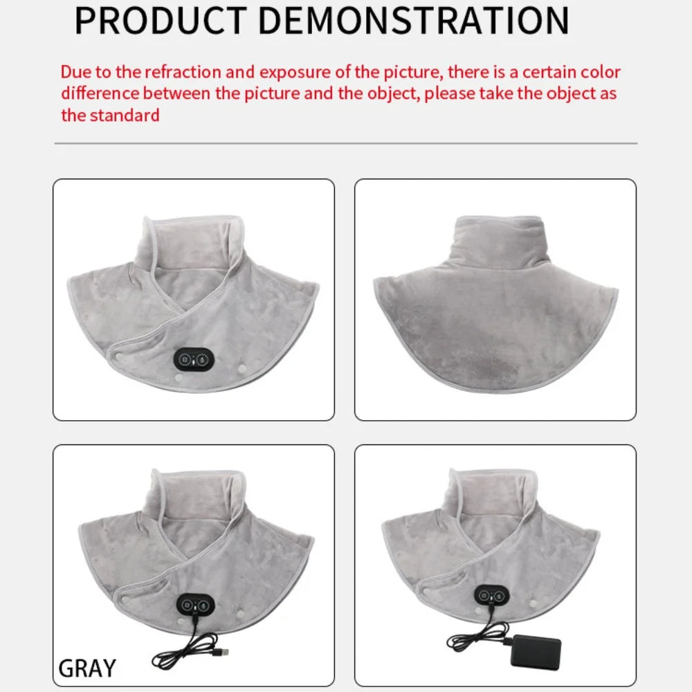 Electric Heated Shoulder & Neck Massager – USB Vibrating Wrap