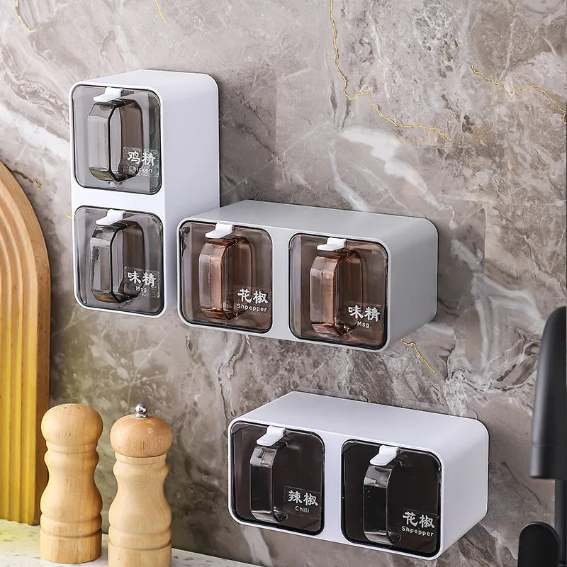 Wall-mounted Spice & Seasoning Organizer with Spoons