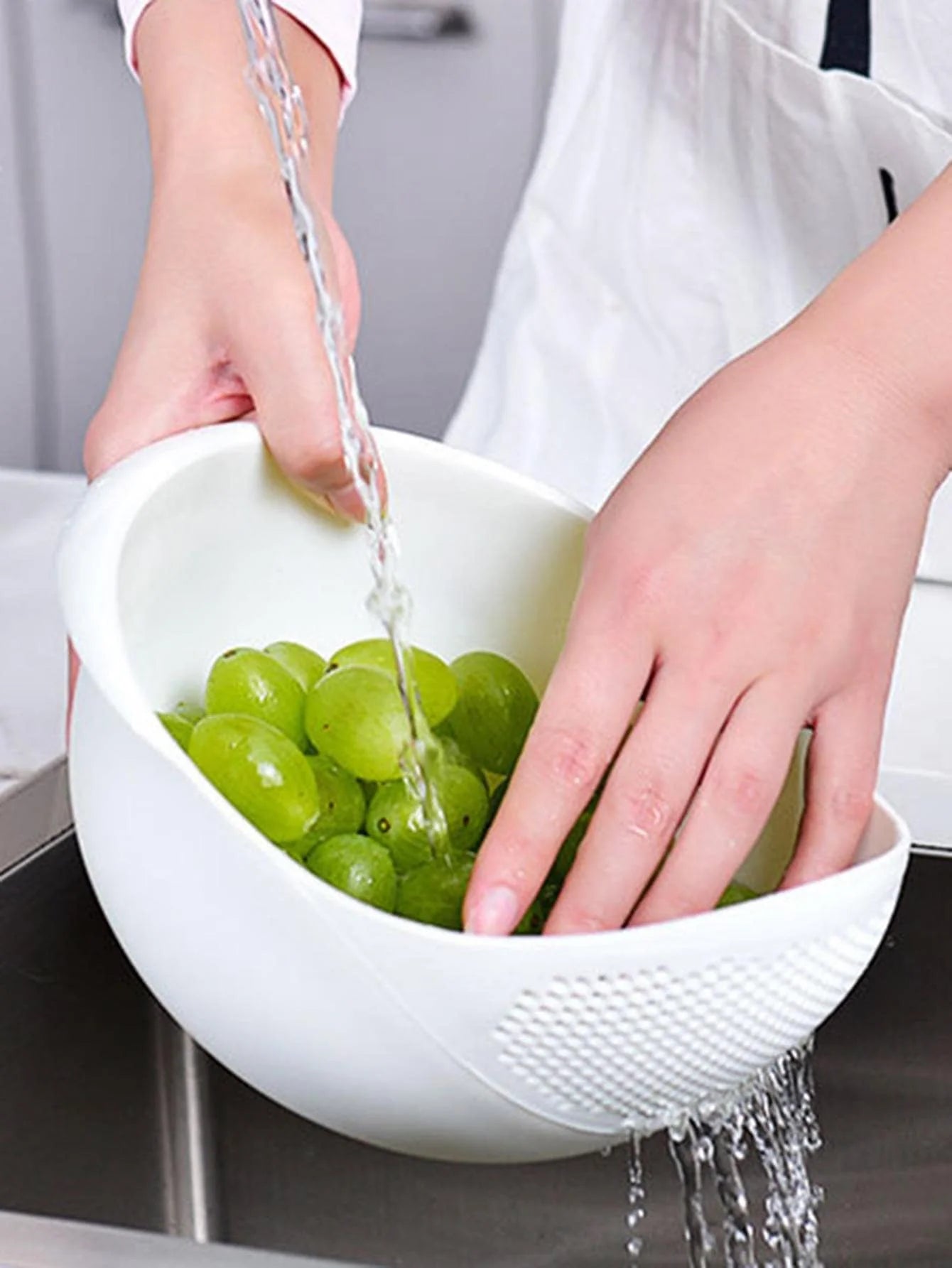 1/3 pcs – Colander Rice & Fruit Bowl with Handle, Kitchen Washing/Drain Basket