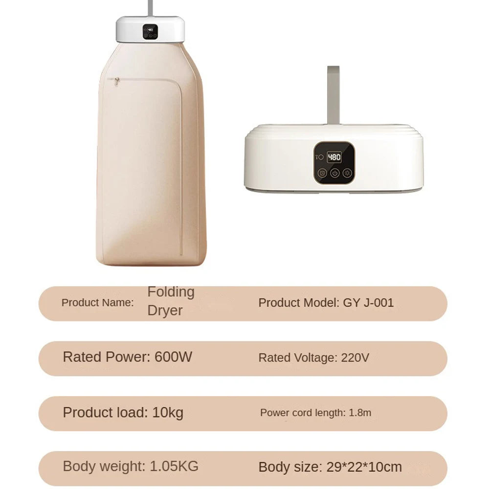 “Remote Control Electric Clothes Dryer – Multifunctional, Warm Air, Timer