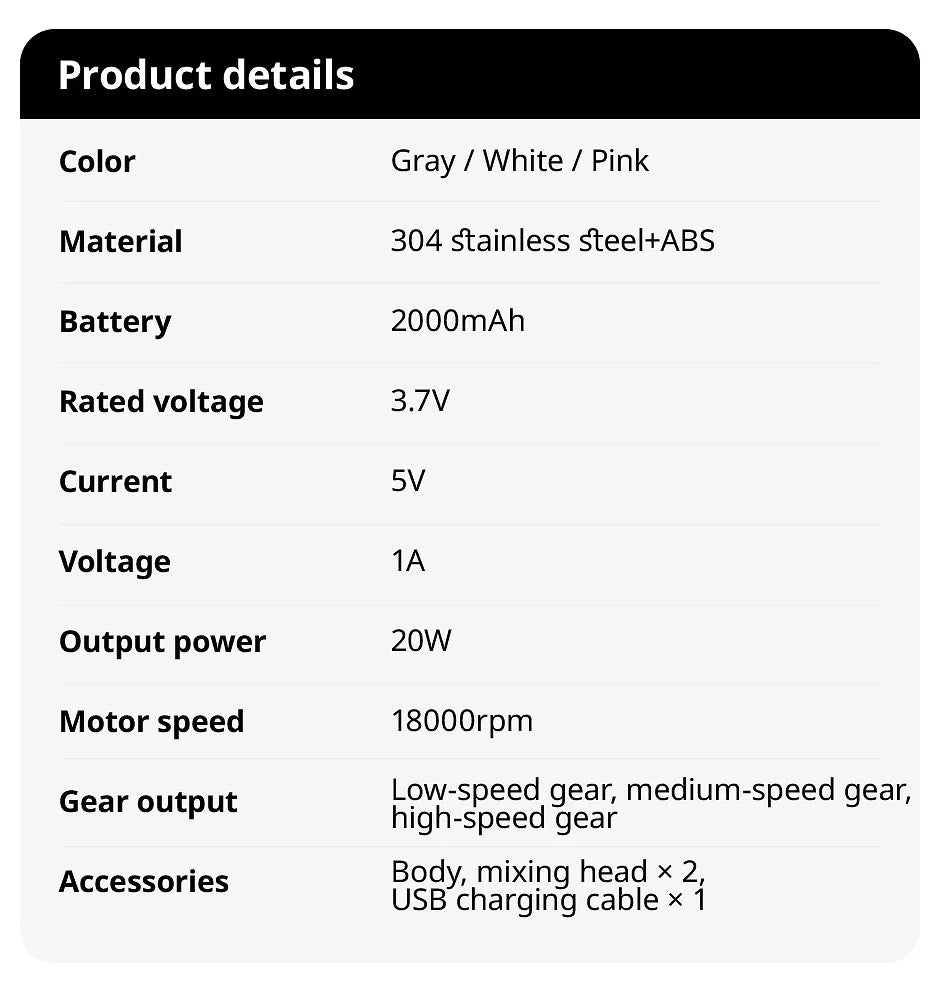 1PCS Wireless Electric Food Mixer – 3-Speed Egg Beater & Cream Mixer