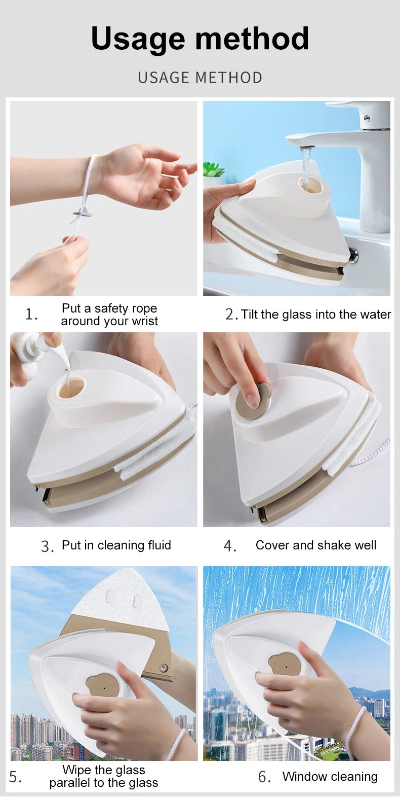 Magnetic Double-Layer Glass Window Cleaner – Home Use