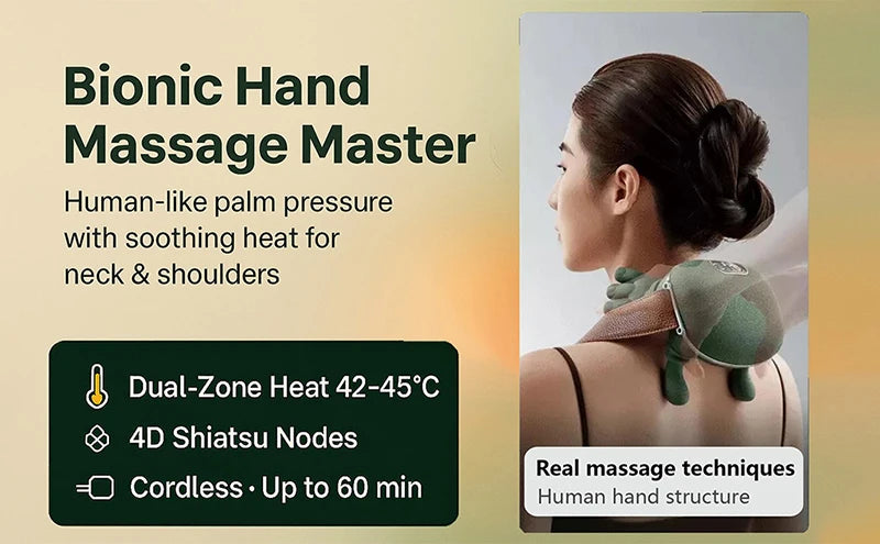 “2025 Bionic N7 Neck & Shoulder Massager – 3 Modes, Full Body Kneading Pillow