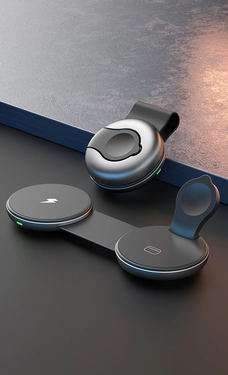 AUFU 3-in-1 Wireless Charger – Magnetic & Portable for iPhone & Apple Watch