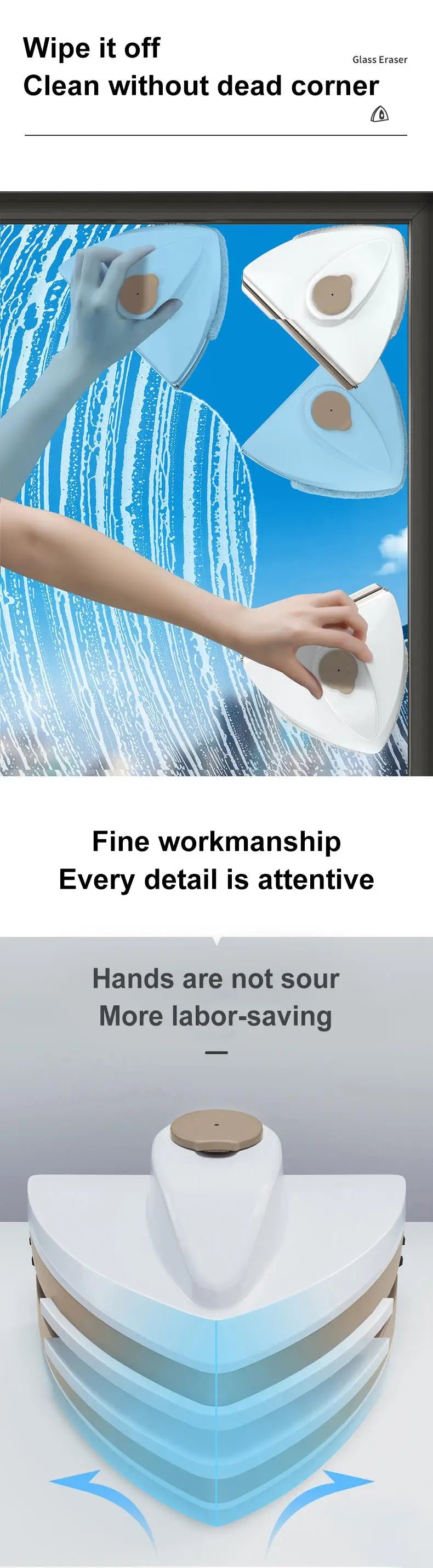 Magnetic Double-Layer Glass Window Cleaner – Home Use