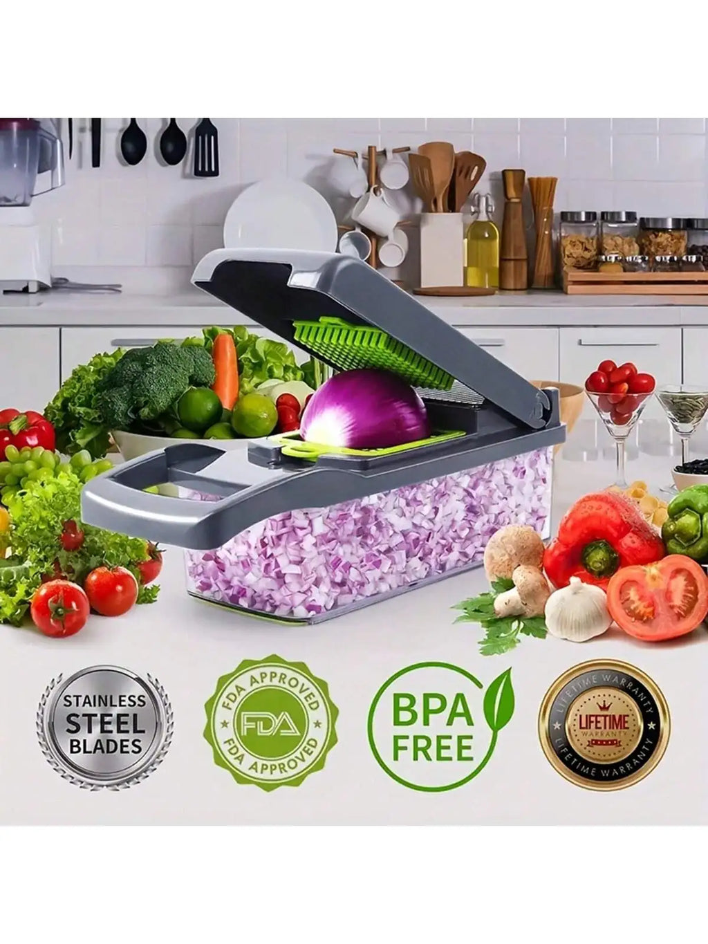 16pcs Vegetable Chopper Set – Onion & Food Slicer Dicer