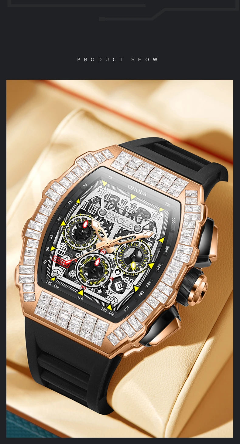 ONOLA Herre Automatisk Ur – Militær Sport